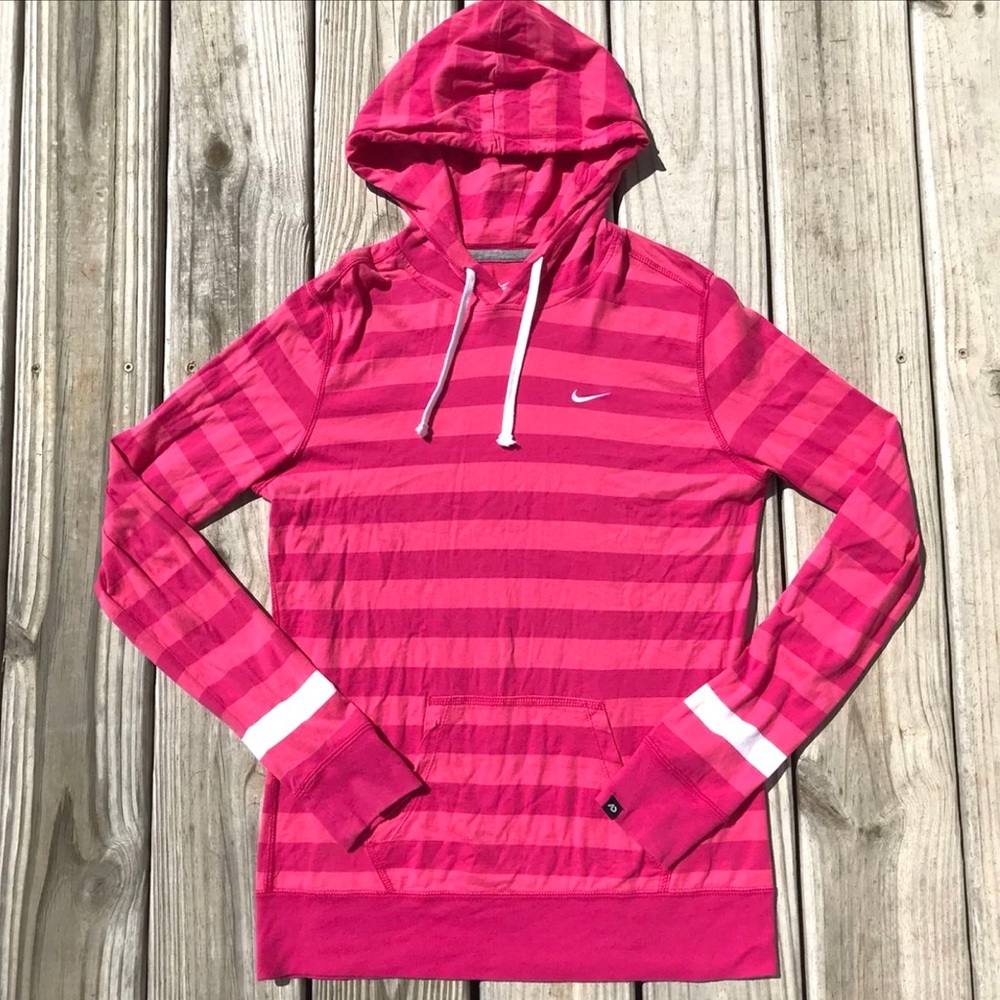 NIKE hot pink stripe light weight hoodie